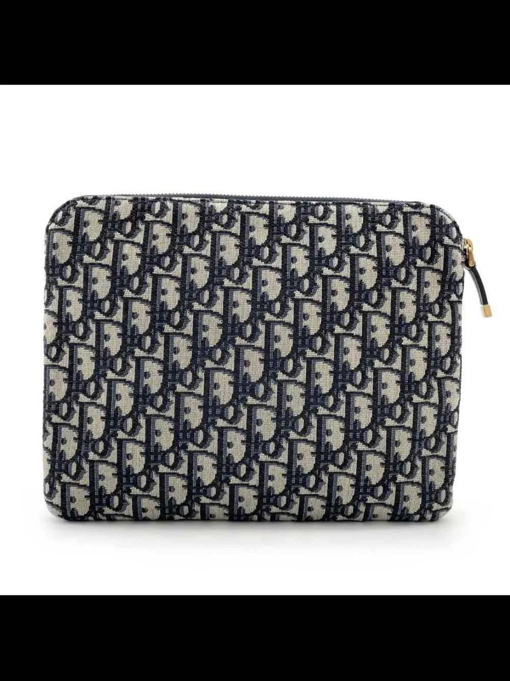 Dior Navy and Beige Monogram Zip Pouch